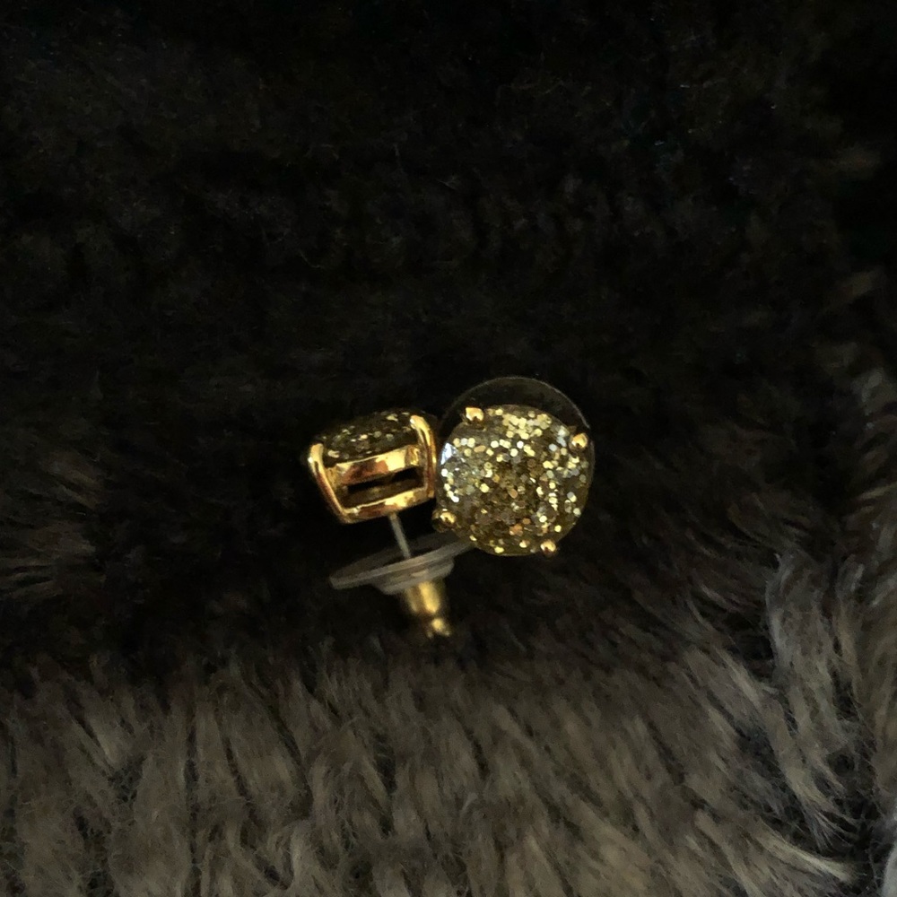 Kate Spade gold glitter studs
